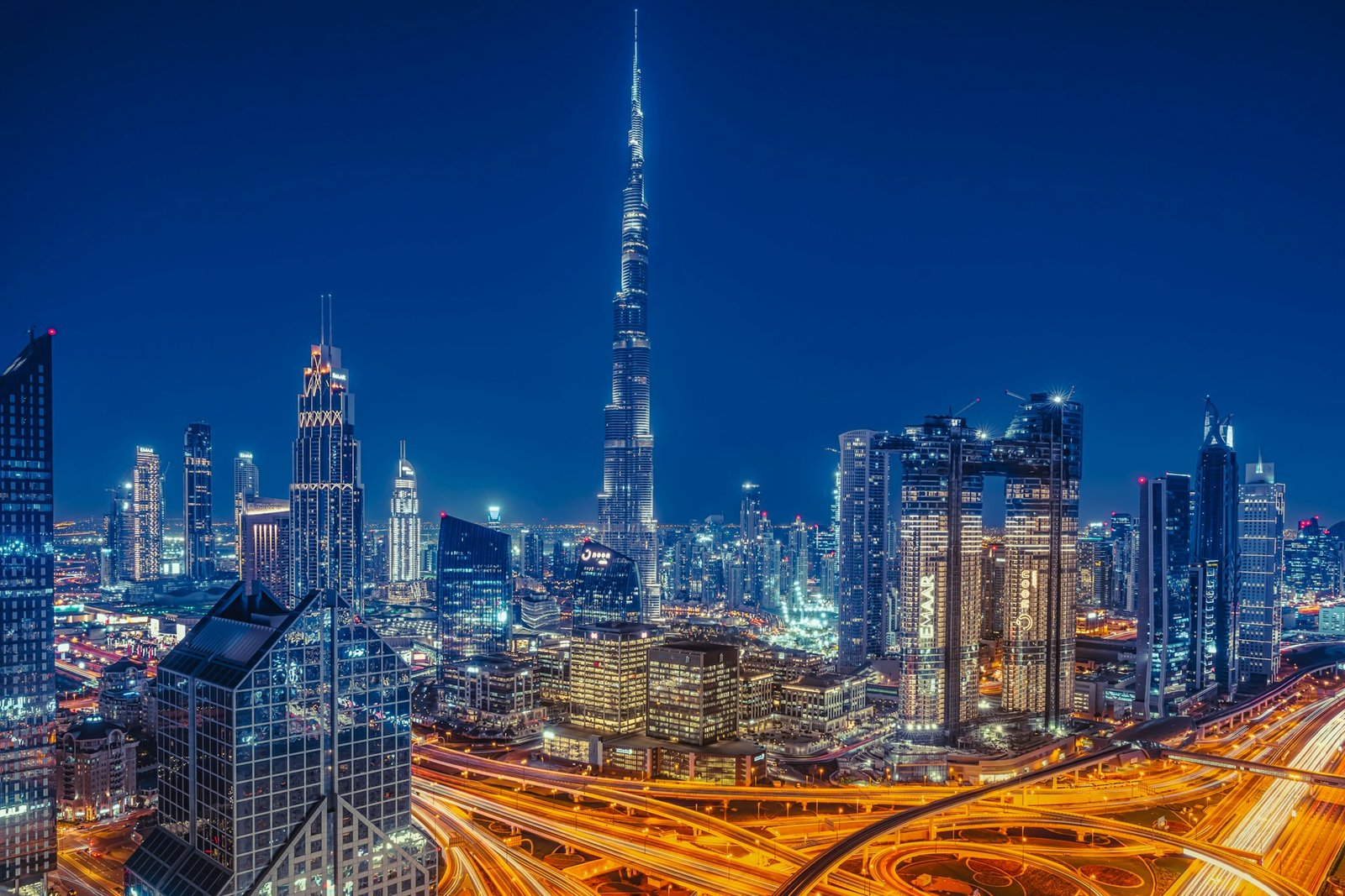Stunning skyline of Dubai city with iconic landmarks